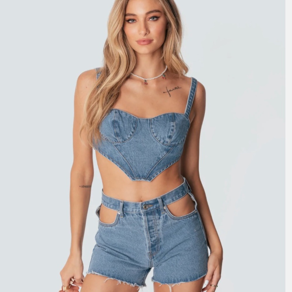 NWOT Edikted Denim Corset